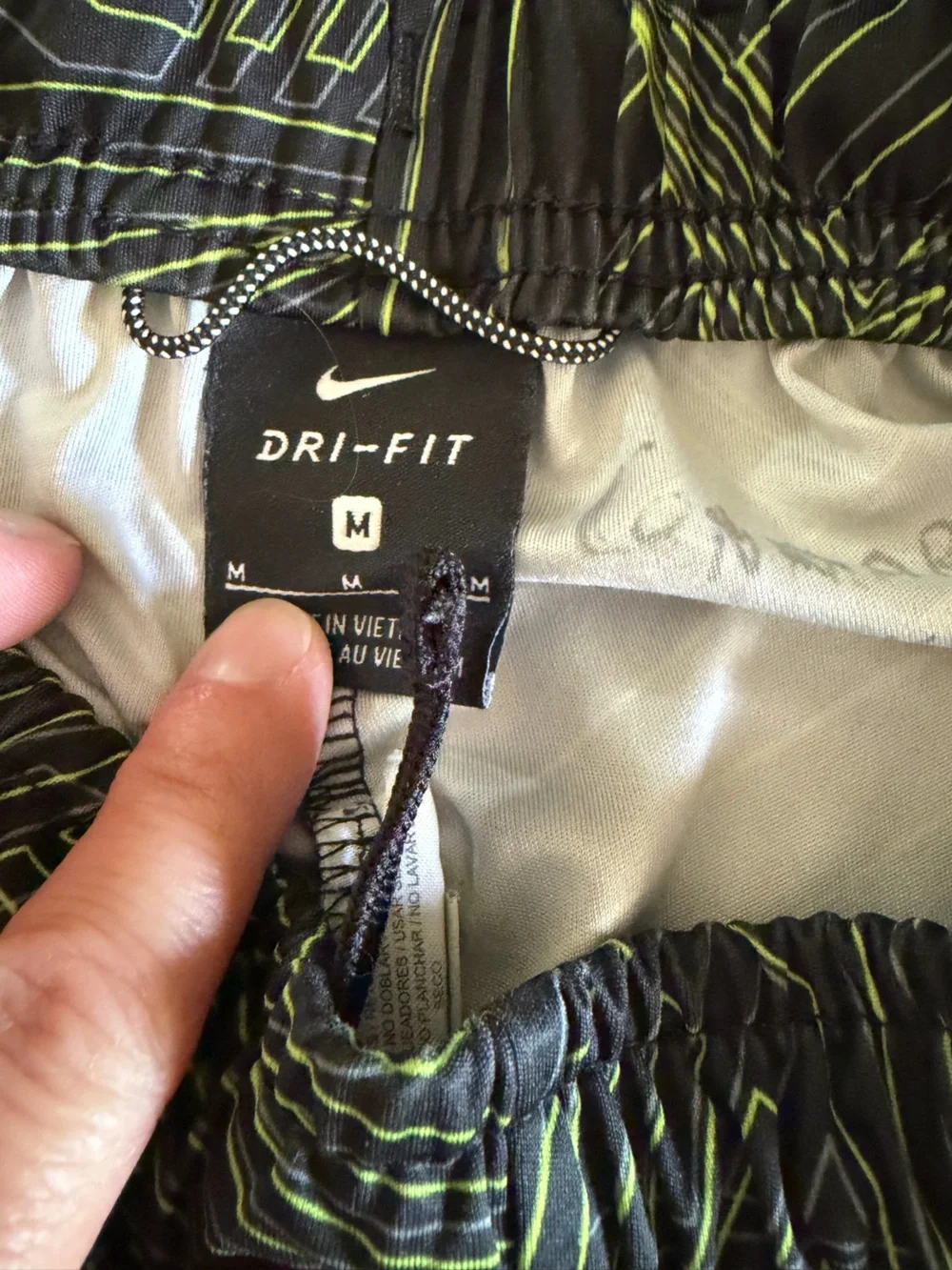 Nike Black Athletic Shorts with Neon Lime Accent